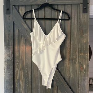 White strapless leotard